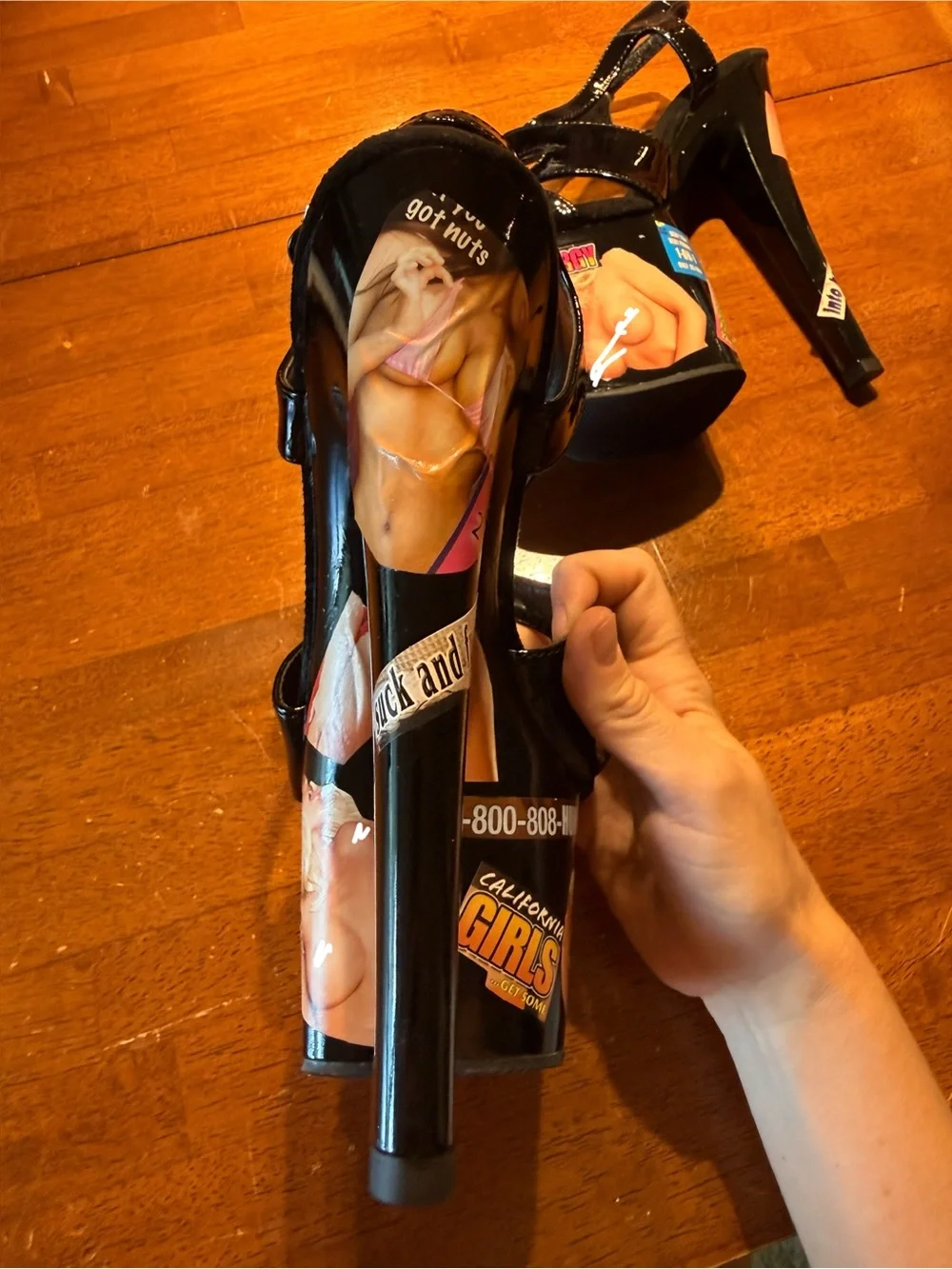 One of a Kind Custom Adult Stripper Pole Platform Heels Black Hustler Magazine